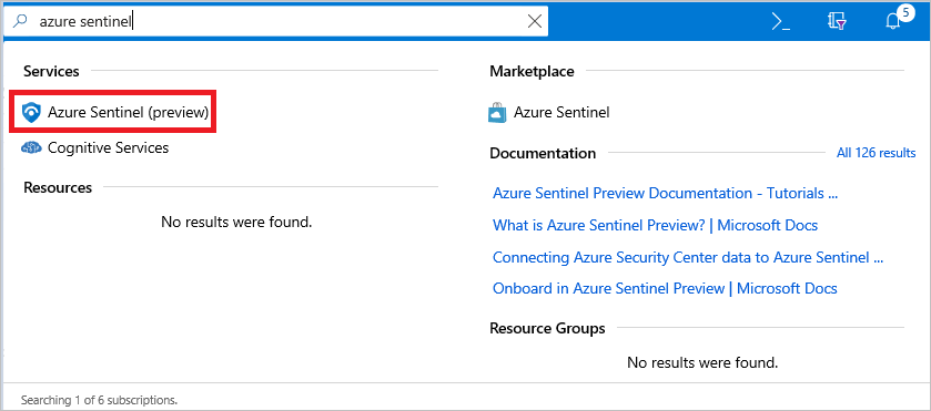 Search for Azure Sentinel