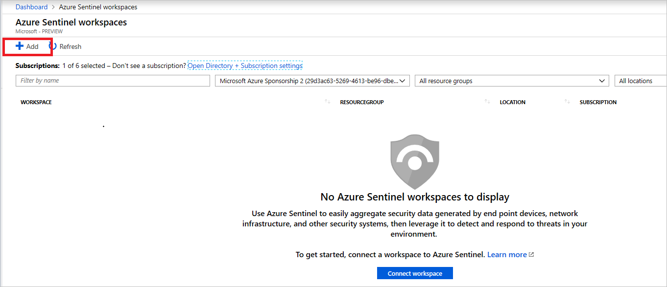 Add a Log Analytics workspace