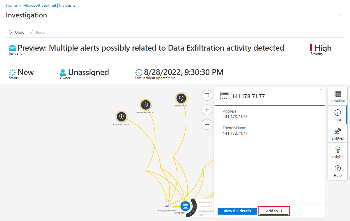Screenshot of adding entity to threat intelligence.