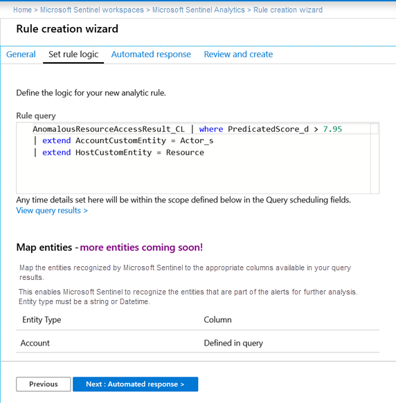 create custom analytics rule for B Y O M L detections