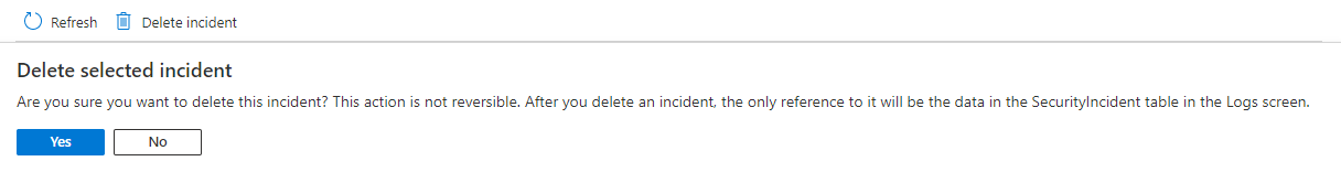Screenshot of single incident deletion confirmation dialog.