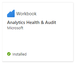 Screenshot of indication that analytics health workbook solution is installed from content hub.