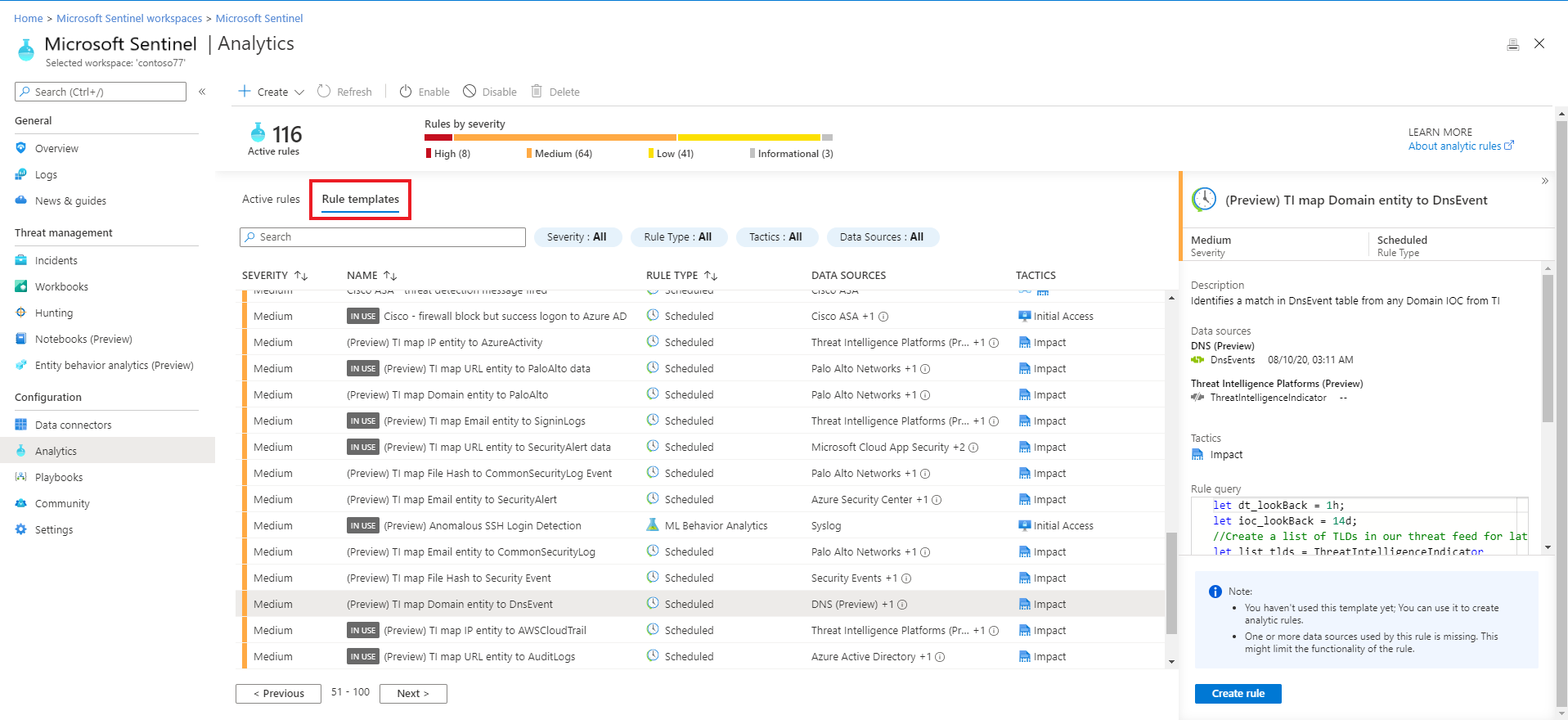 Use built-in detections to find threats with Microsoft Sentinel