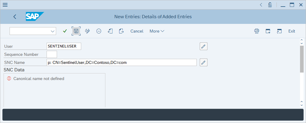 Screenshot showing how to create a new user in USER A C L E X T table.