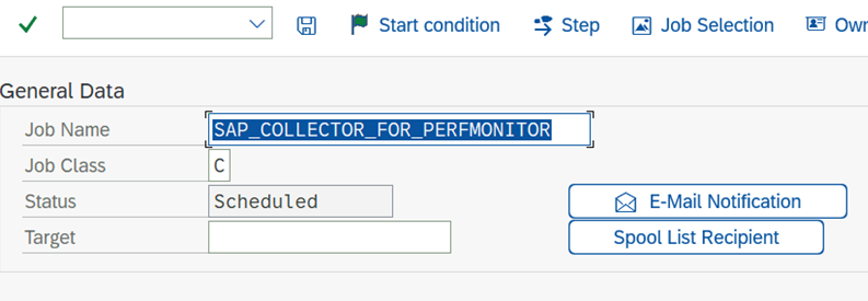 Screenshot of adding the job used to monitor the SAP PAHI table.