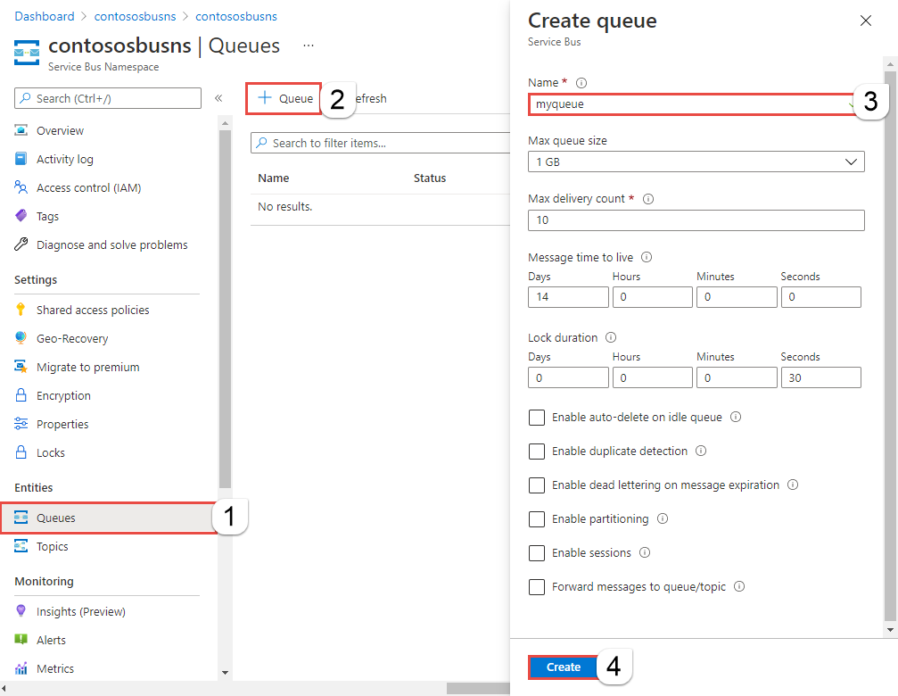 Quickstart - Use Azure Service Bus Queues From .Net App - Azure Service Bus  | Microsoft Learn