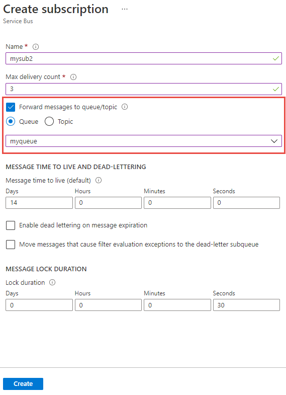Enable auto forward at the time of the subscription creation