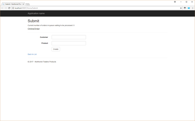 Screenshot of the application's Submit page.