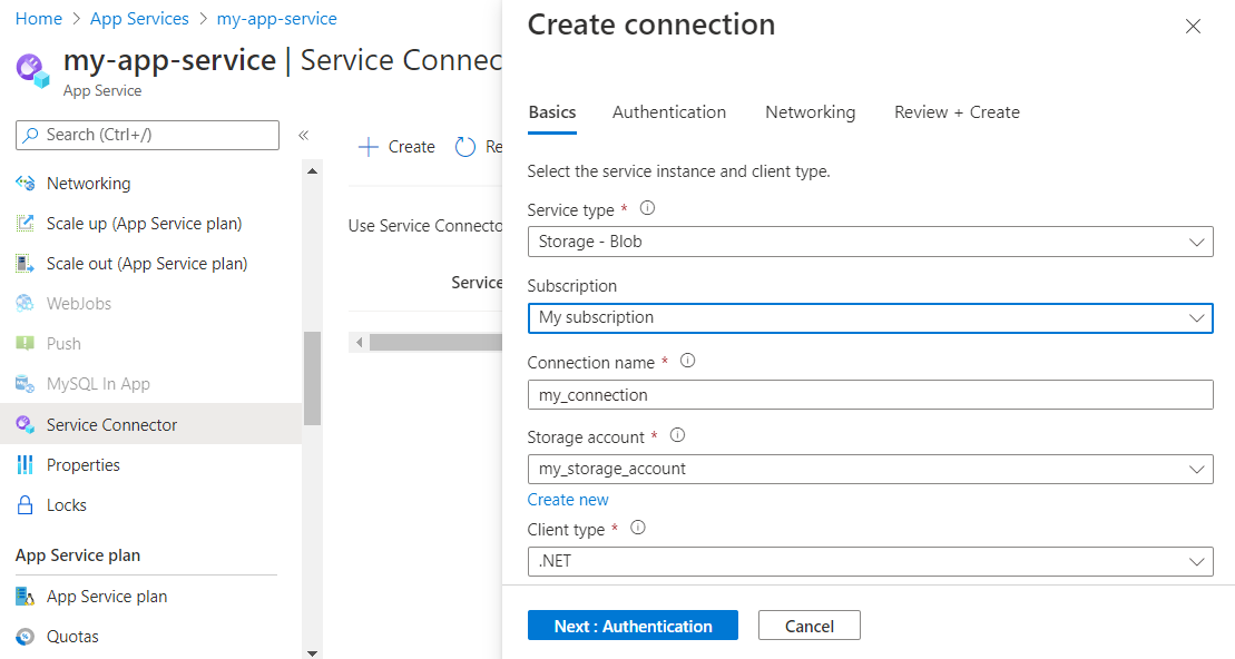 Screenshot of the Azure portal, filling out the Basics tab.