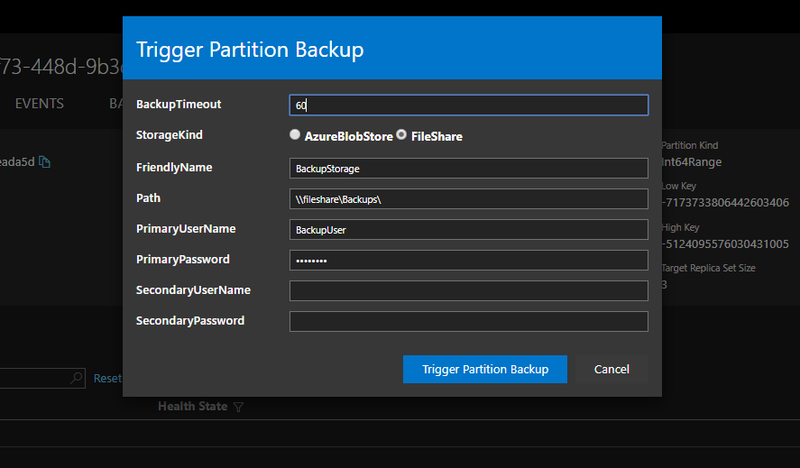 Trigger Partition Backup FileShare