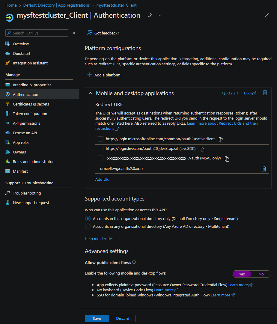 Set Up Microsoft Entra Id For Client Authentication In The Azure Portal Azure Service Fabric