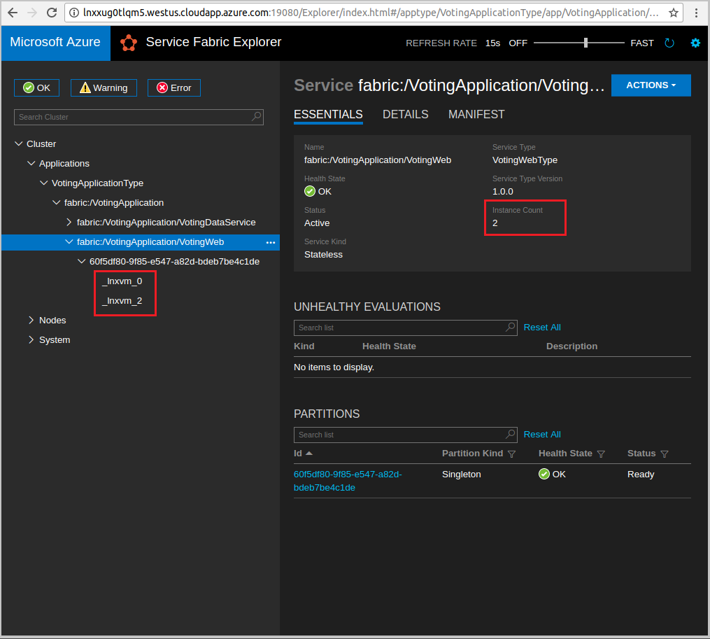 Scaled service in Azure Service Fabric