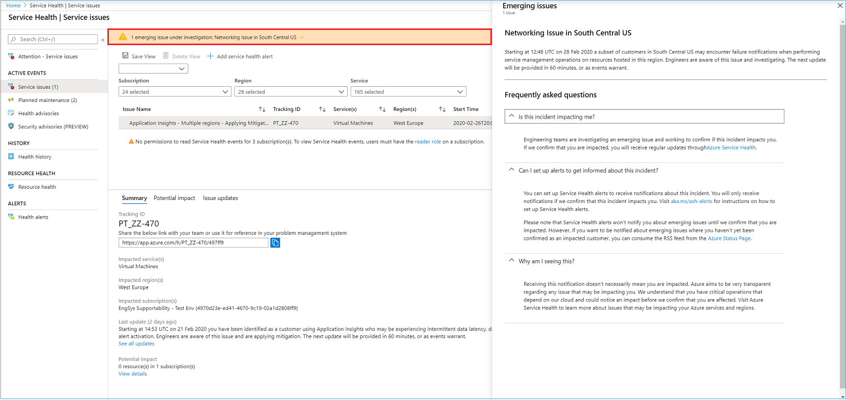 Service Health Portal Classic Experience Overview Azure Service 