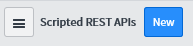 The "New Scripted REST API" button in ServiceNow