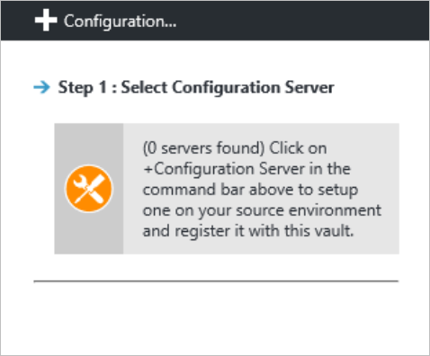 Screenshot of the +Configuration Server dialog with the message "Click on +Configuration Server in the command bar above to setup one…".