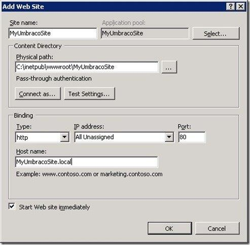Screenshot that shows setting the TLS/SSL binding