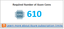 Required number of Azure cores in the deployment planner