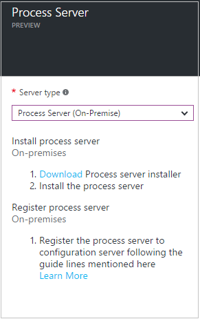 Screenshot of the Process Server dialog box