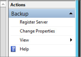 Screenshot of the Azure Backup MMC snap-in option to change properties