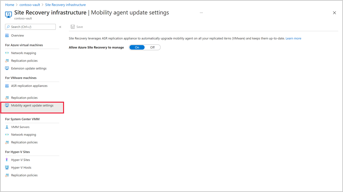 Automatic updates on for Mobility agent
