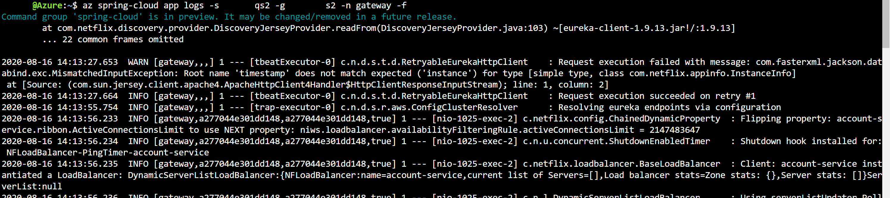 Screenshot of CLI log output.