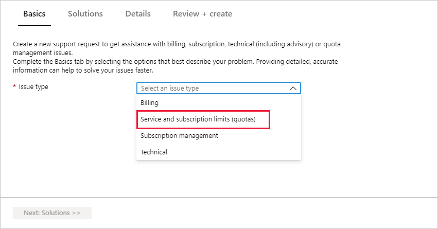 Select an issue type