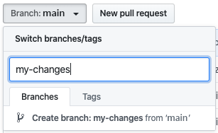 Create new branch using GitHub interface