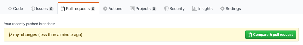 Screenshot showing the pull request tab in a GitHub repo.