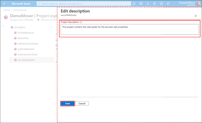 Image of the Edit Description pane within the Project Explorer