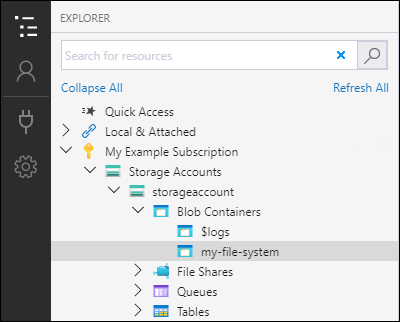 Microsoft Azure Storage Explorer - Container created