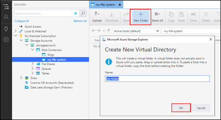 Microsoft Azure Storage Explorer - Create a directory