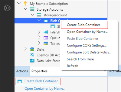 Microsoft Azure Storage Explorer - Create a container