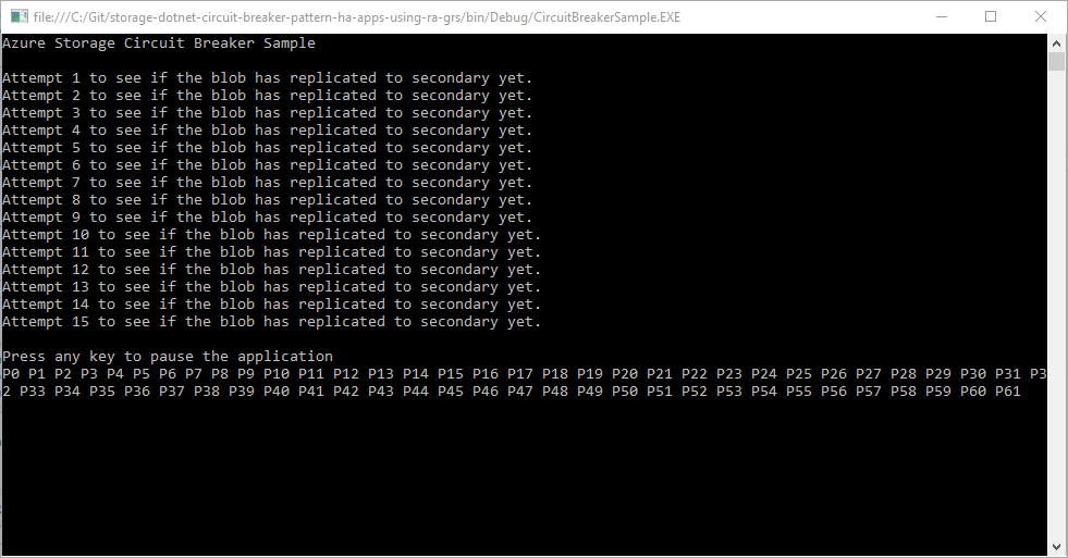 Screenshot of Console application output.
