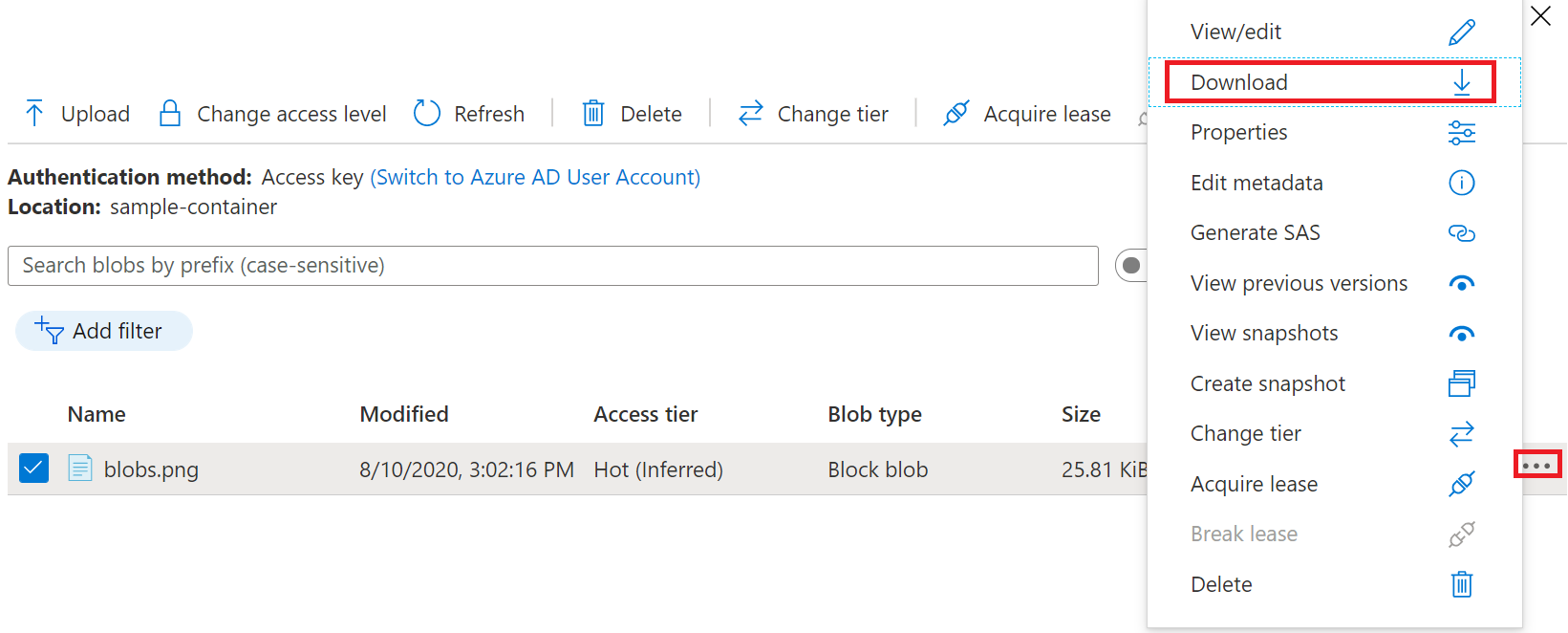 quickstart-upload-download-and-list-blobs-azure-portal-azure