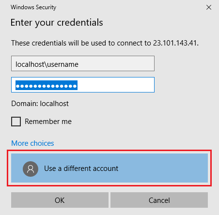 Screenshot showing how to enter your login credentials for the V M.