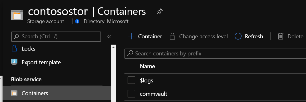 Shows container creation in the portal.