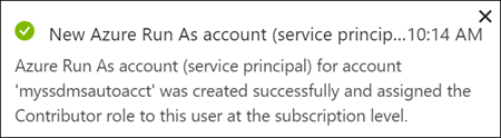 Notification for deployment of automation account