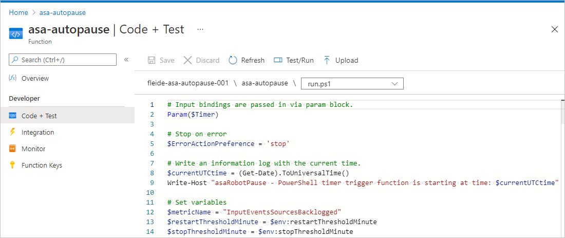 Screenshot of Code+Test for the function