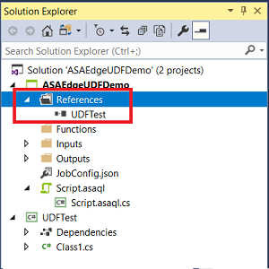 View the user defined function reference in solution explorer