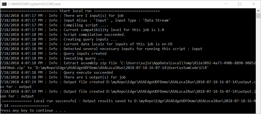 Run Azure Stream Analytics job locally with Visual Studio