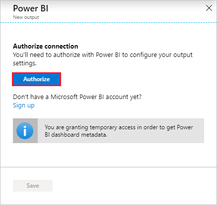 Authorize with Power BI account