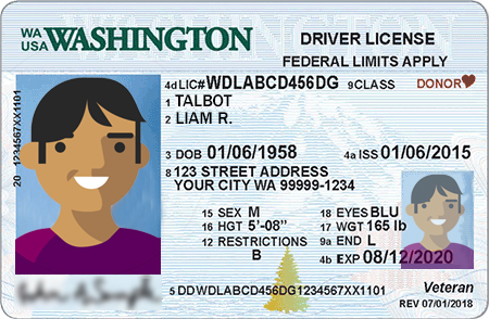 Photograph of an example driver license ID.