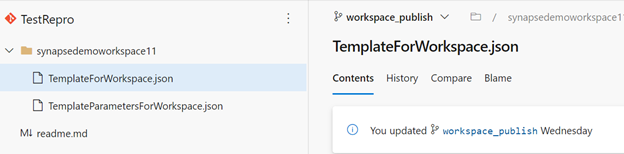 Screenshot that shows workspace-publish.