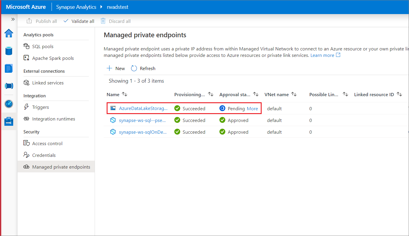 Create endpoint. Endpoint connection.