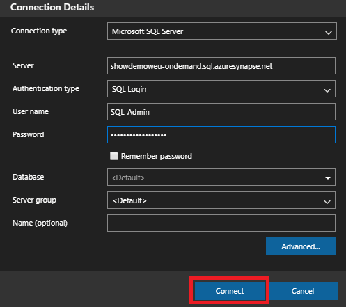 Connect to Synapse SQL - Azure Synapse Analytics