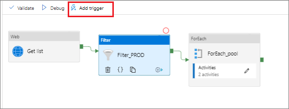 Select trigger to set time for pipeline to run