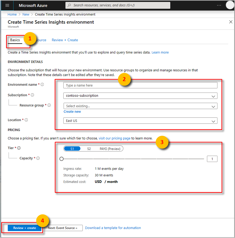 Create the Azure Time Series Insights resource group