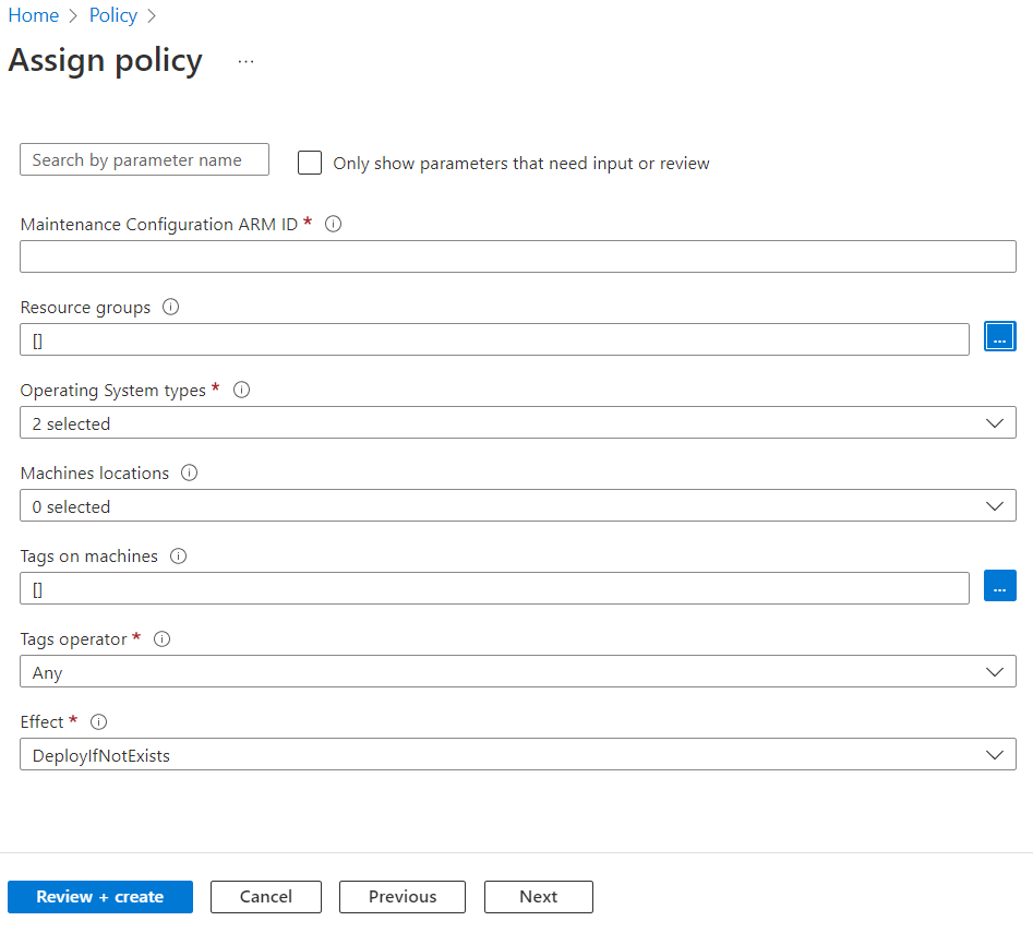 Screenshot that shows how to assign a policy.