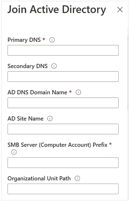 A screenshot of the Join Active Directory connections menu.