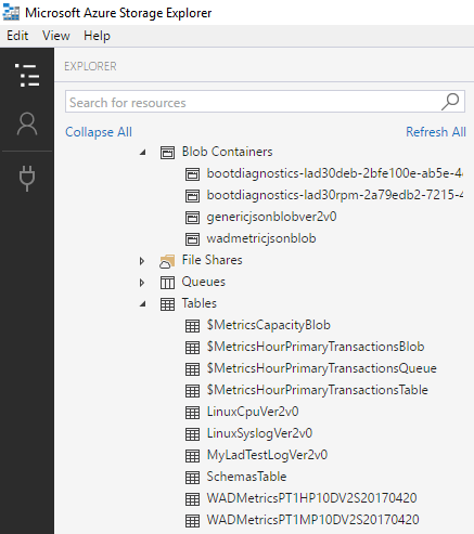 Screenshot shows Azure Storage Explorer.